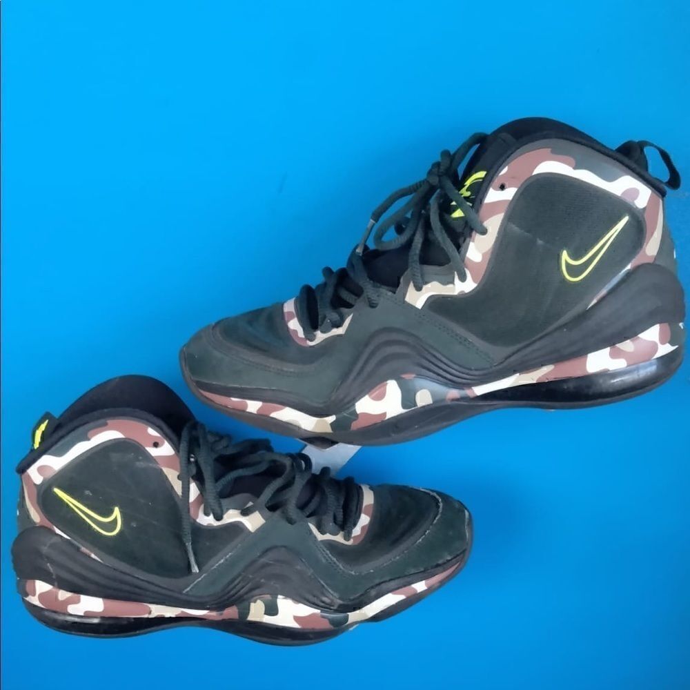 Mens Sz 9.5 Nike Air Camo Penny Hardaway V Basketball Sneakers Shoes 628569-307